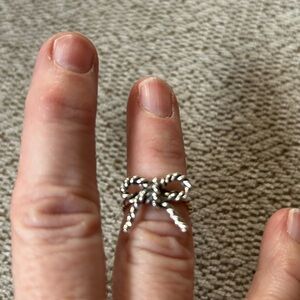 Elegant Braided Silver Bow Knuckle Ring So Trendy!